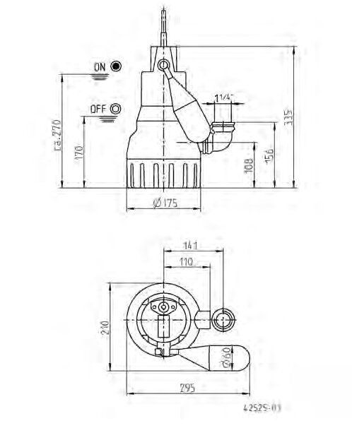 Jung Pumpen JP00227 Schmutzwasserpumpe U6K ES mit Schaltautomatik, 4m Leitung