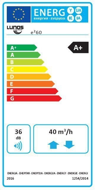 Lunos 041157 Einschub e²60 für dezentrales Lüftungsgerät mit Wärmerückgewinnung inkl. Speicherelement, EPP-Schaumgehäuse, Dämmung, G3-Filter, ec-Reversier-Motor