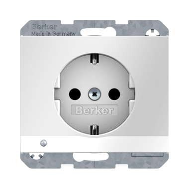Berker 41097009 Schutzkontakt-Steckdose mit LED-Orientierungslicht, K.1, polarweiß glänzend