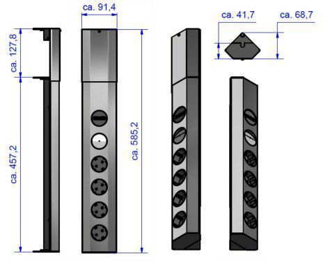 Bachmann 923.008 CASIA Steckdosenleiste, 1 USB Doppelcharger 5V DC / 3,1A, 1 Wippschalter, 4 Schutzkontaktsteckdosen, Zuleitung 2,0m H05VV-F3G1,5qmm, Schutzkontakt-Montagestecker