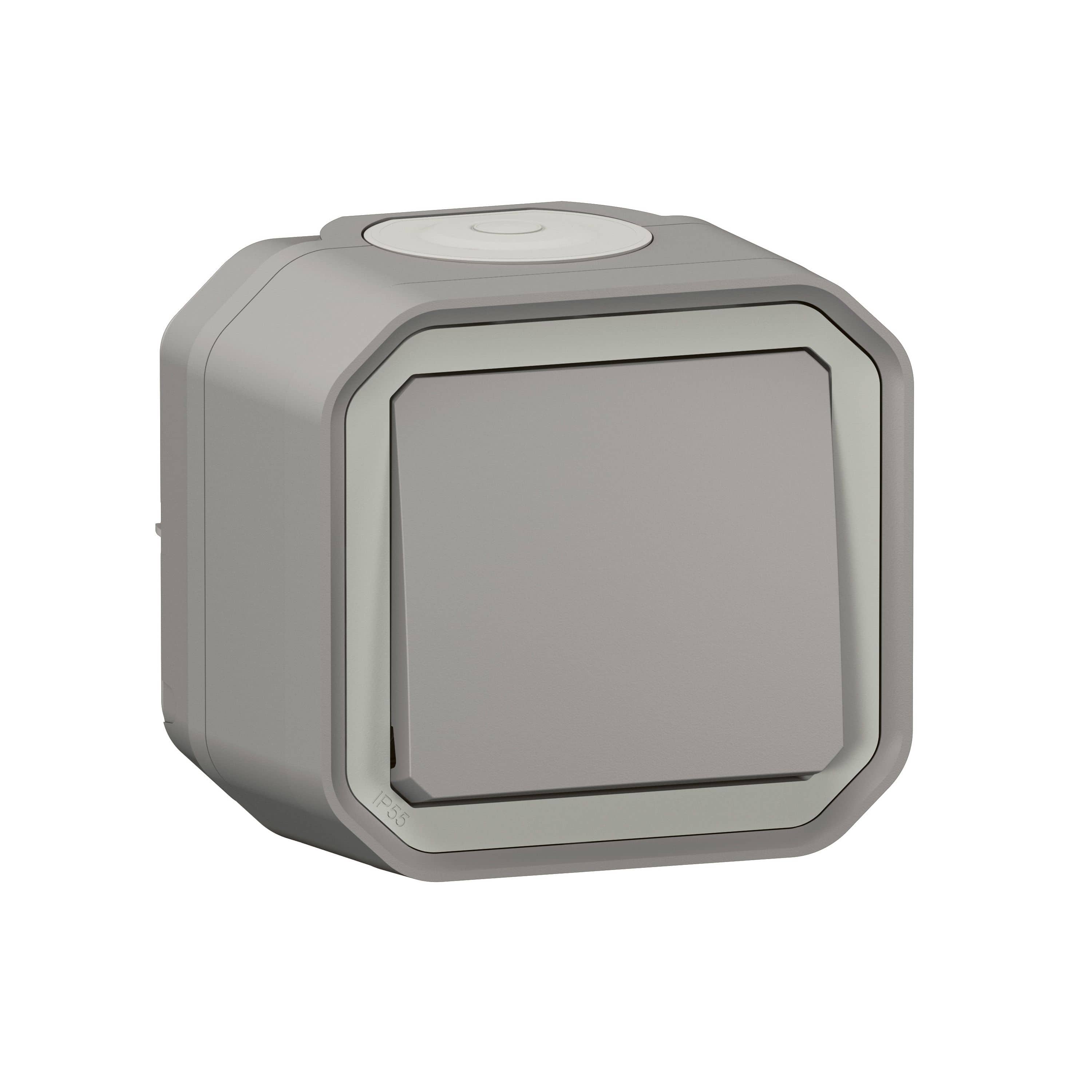 Legrand 069716L Plexo New Feuchtraum-Aufputz Kreuzschalter 10 AX, grau