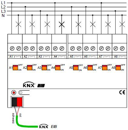 Gira 100600 Schaltaktor 8-fach 16A, mit Handbetätigung
