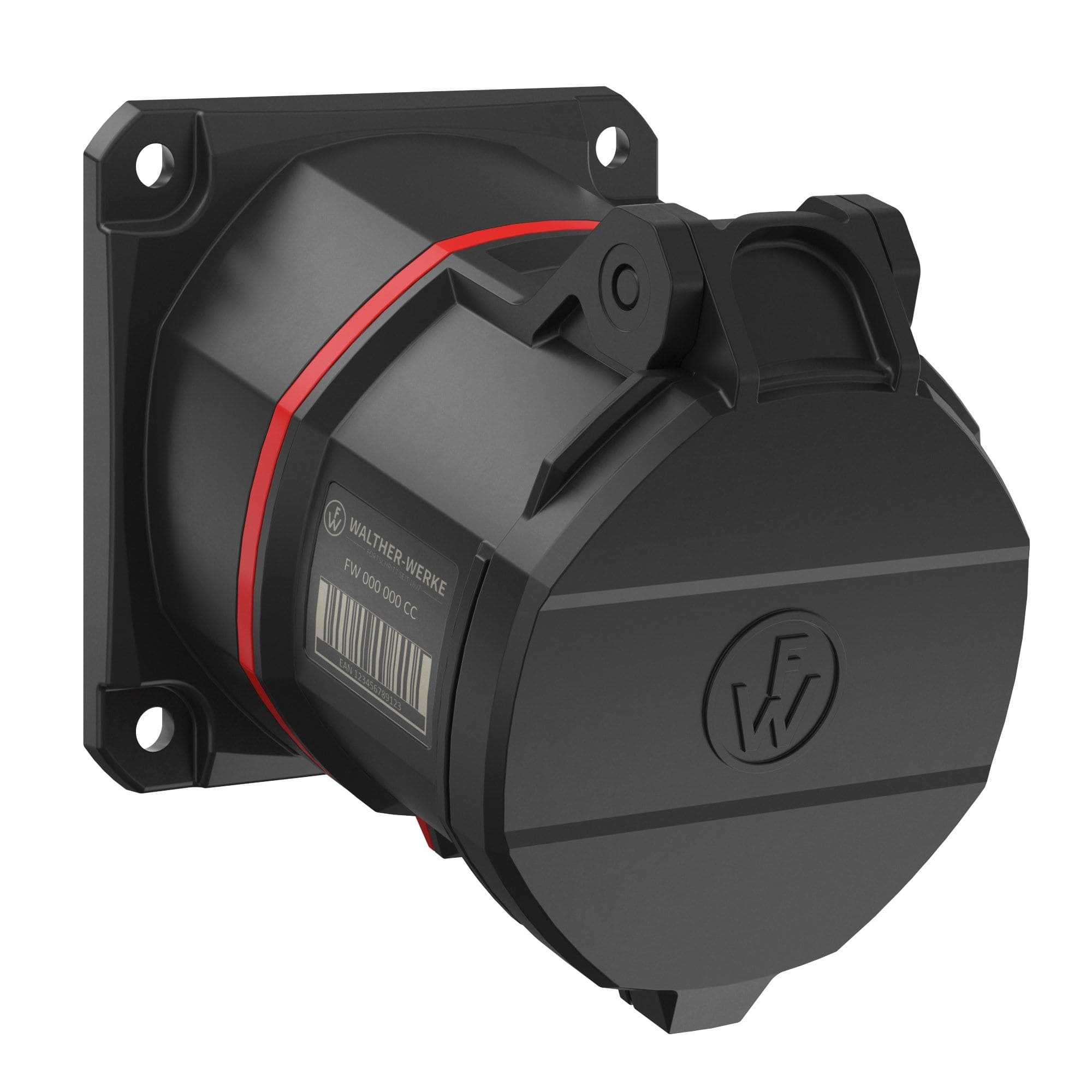 Walther Werke FW531506SK CEE NEO Anbaudose schräg 32A 5P 6h IP54 mit Schraubtechnik und 86x86mm Flansch
