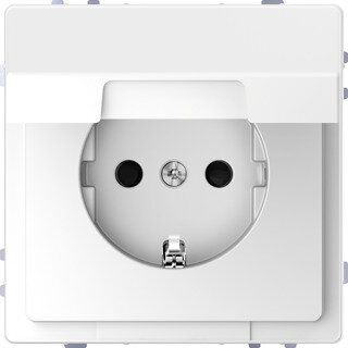 Merten MEG2310-6035 Schutzkontakt-Steckdose mit Klappdeckel, Berührungsschutz, Steckklemmen, System Design, Lotosweiß