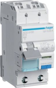 Hager ADS910D FI/LS-Schalter 1P+N 6kA B-Charakteristik 10A 30mA Typ A QuickConnect
