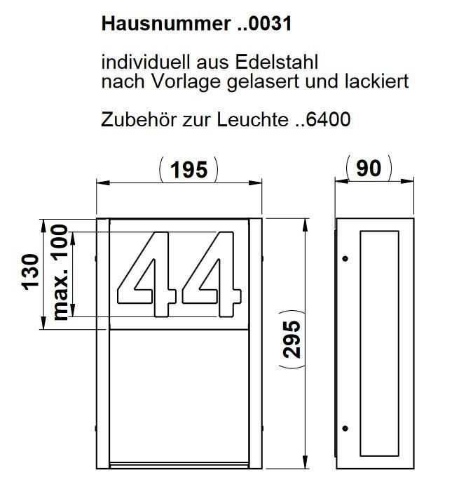 Albert 660031 Hausnummernblende für Wandleuchte ..6400, schwarz