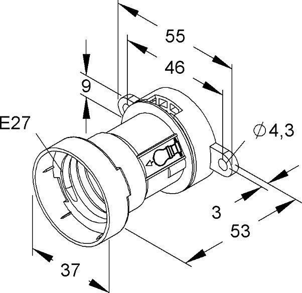 Kleinhuis HKL 82B/13 Illuminations-Fassung E27, ohne Dichtring, zum Anschluss an 2-adrige Illuminationsflachleitung, schwarz