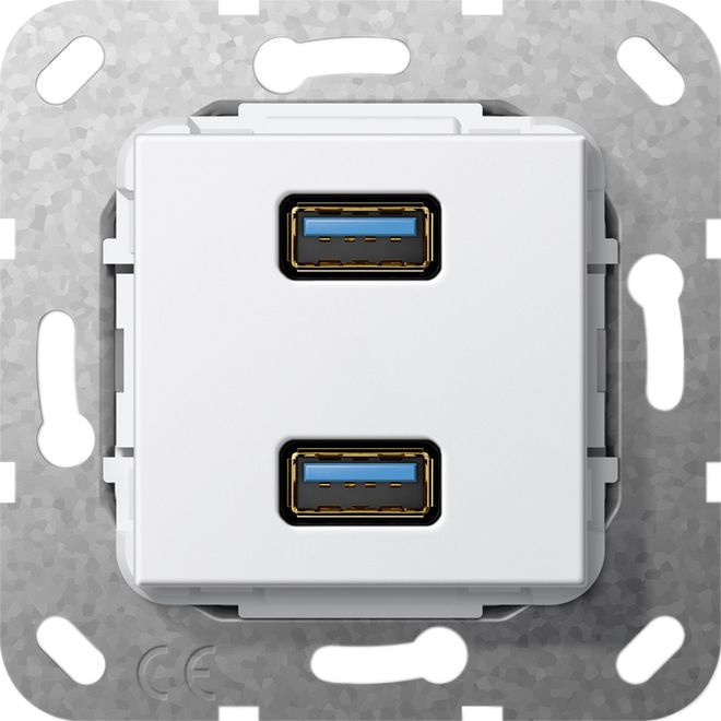 Gira 568503 USB 3.0 A 2-fach Kabelpeitsche Einsatz reinweiß glänzend