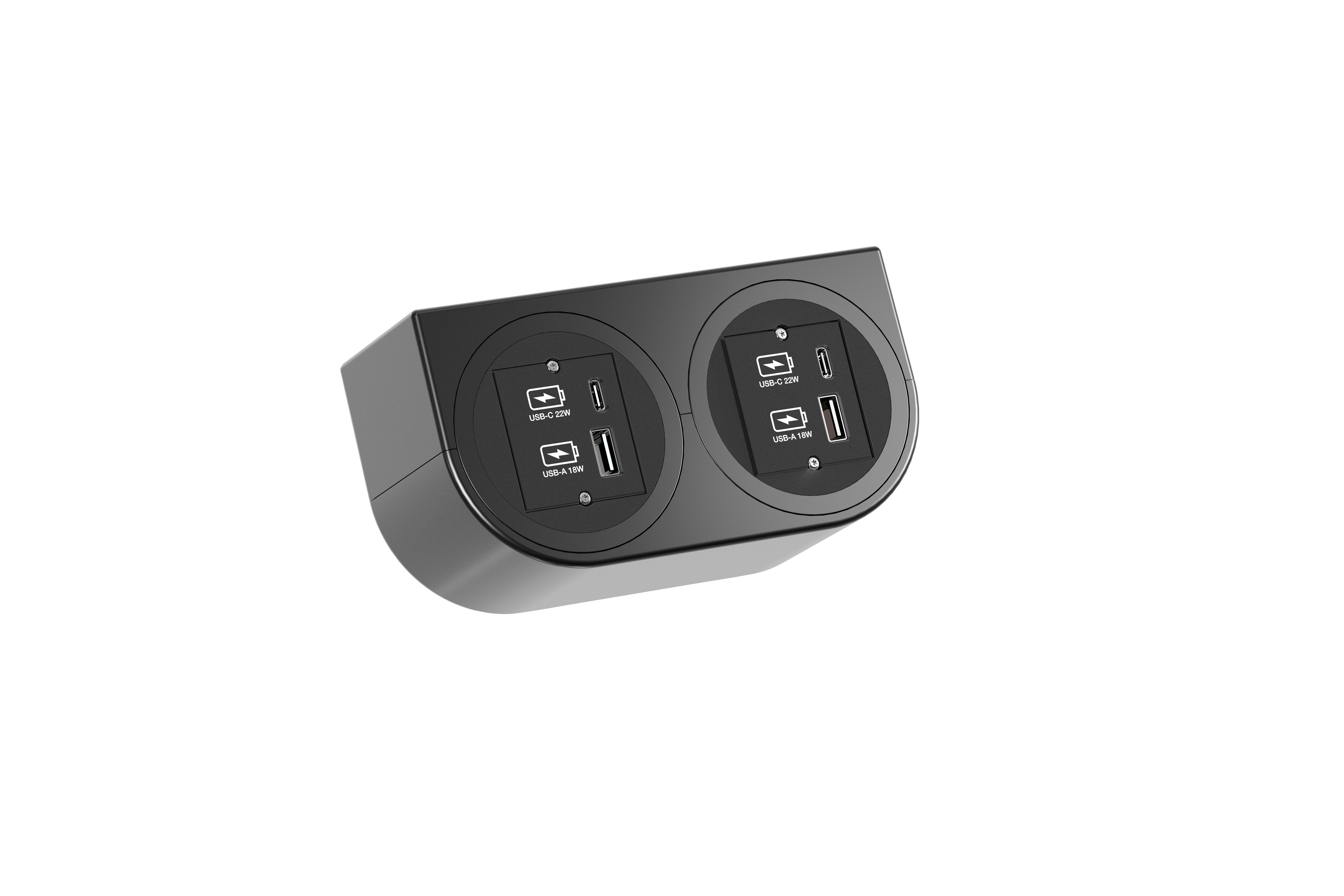 Bachmann BM0020113 Steckdoseneinheit PIX HOLDER 2-fach, 2x Сustom Module USB А/С 22 W, 0,2 m GST18, schwarz