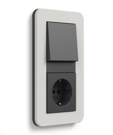 Gira 0211421 Abdeckrahmen 1-fach, Gira E3, hellgrau Soft-Touch mit Trägerrahmen anthrazit