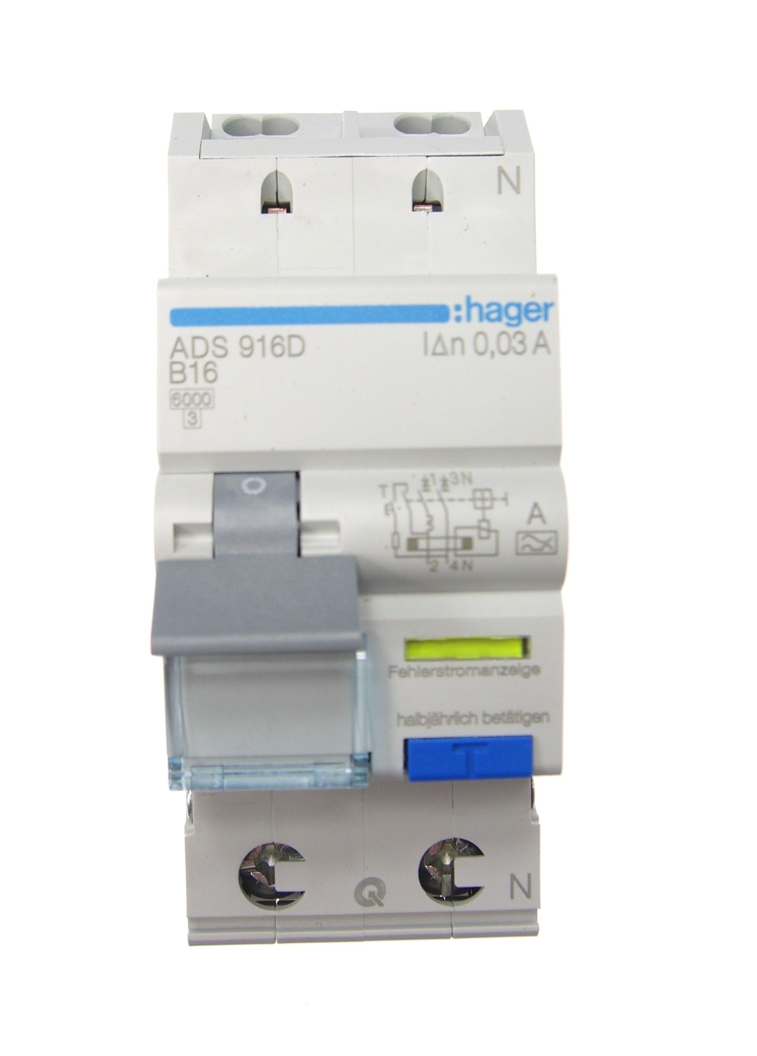 Hager ADS910D FI/LS-Schalter 1P+N 6kA B-Charakteristik 10A 30mA Typ A QuickConnect