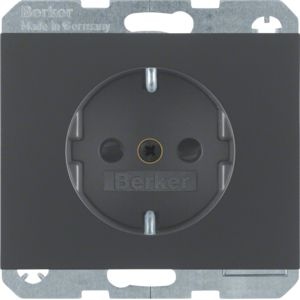 Berker 41357006 Schutzkontakt-Steckdose mit erhöhtem Berührungsschutz und Schraub-Liftklemmen K.1 anthrazit matt lackiert