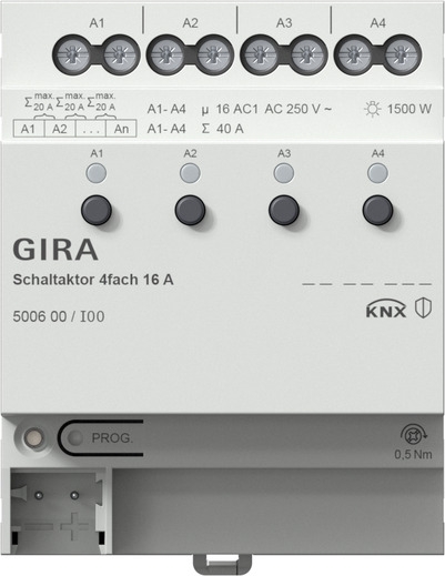 Gira 500600 Schaltaktor 4-fach 16 A für KNX