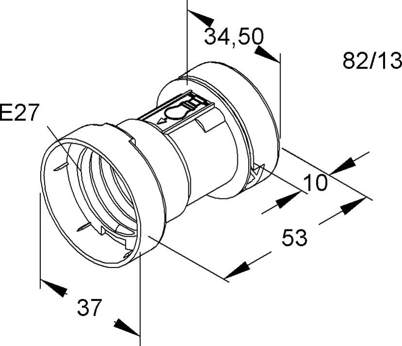 Kleinhuis HKL 82/13 Illuminations-Fassung E27, ohne Dichtring, zum Anschluss an 2-adrige Illuminationsflachleitung, schwarz