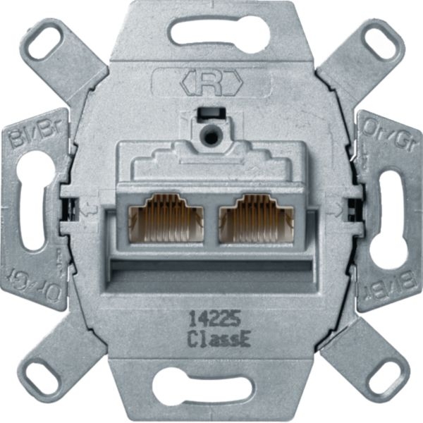 Hager WDF410866 UAE-Steckdose 2-fach 8/8-polig geschirmt, Cat.6 Class E, Unterputz
