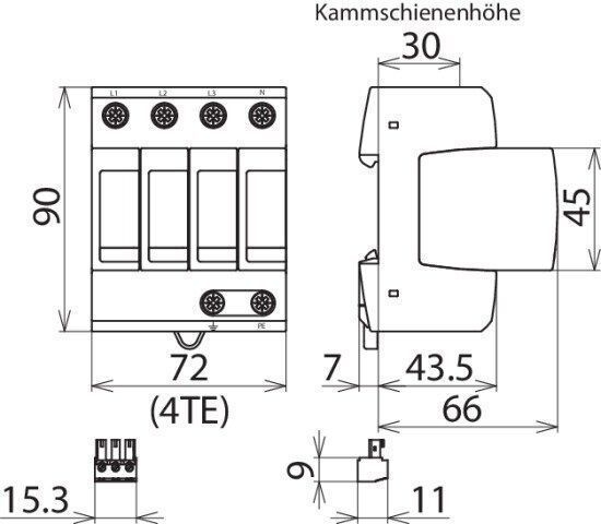 Dehn 952385 Überspannungsableiter Typ 2 DEHNguard M H 4-polig für TT- und TN-S-Systeme