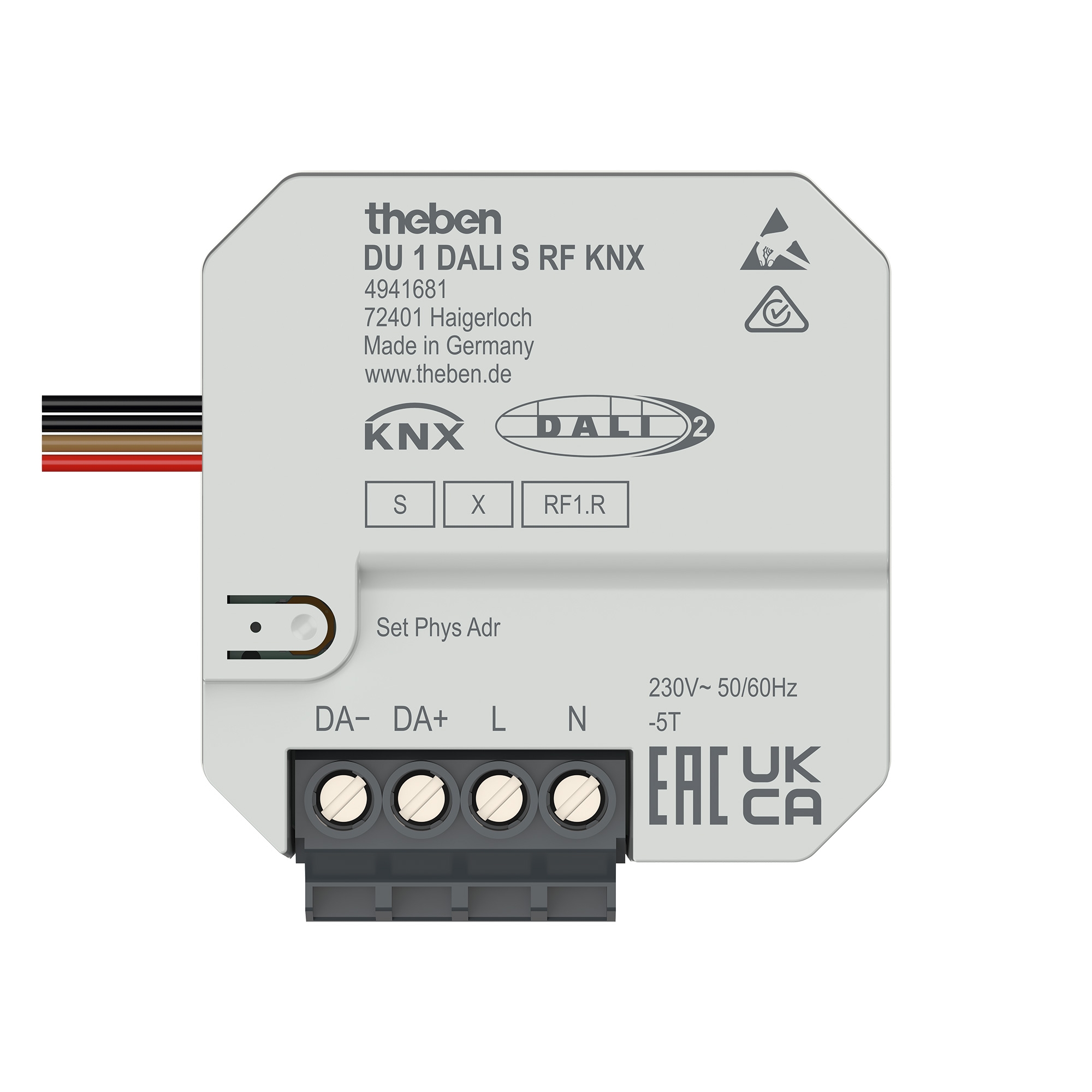 Theben 4941681 DU 1 DALI S RF KNX UP 1-fach Funk-DALI-Aktor, KNX RF, Data Secure,