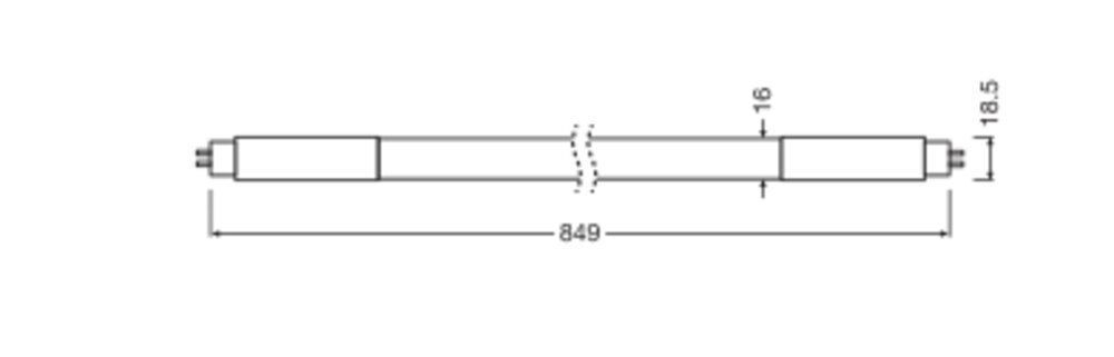 Ledvance 4058075824355 LED TUBE T5 AC MAINS P 230V 849 mm, 190 °, 10 W, 830, 1350 lm, G5, nicht dimmbar