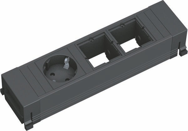 Bachmann 916.061 Power Frame, 1 Schutzkontaktsteckdose, 2 Abdeckungen leer, Zuleitung 0,2m H05VV-F 3G1,5qmm mit GST18 Stecker