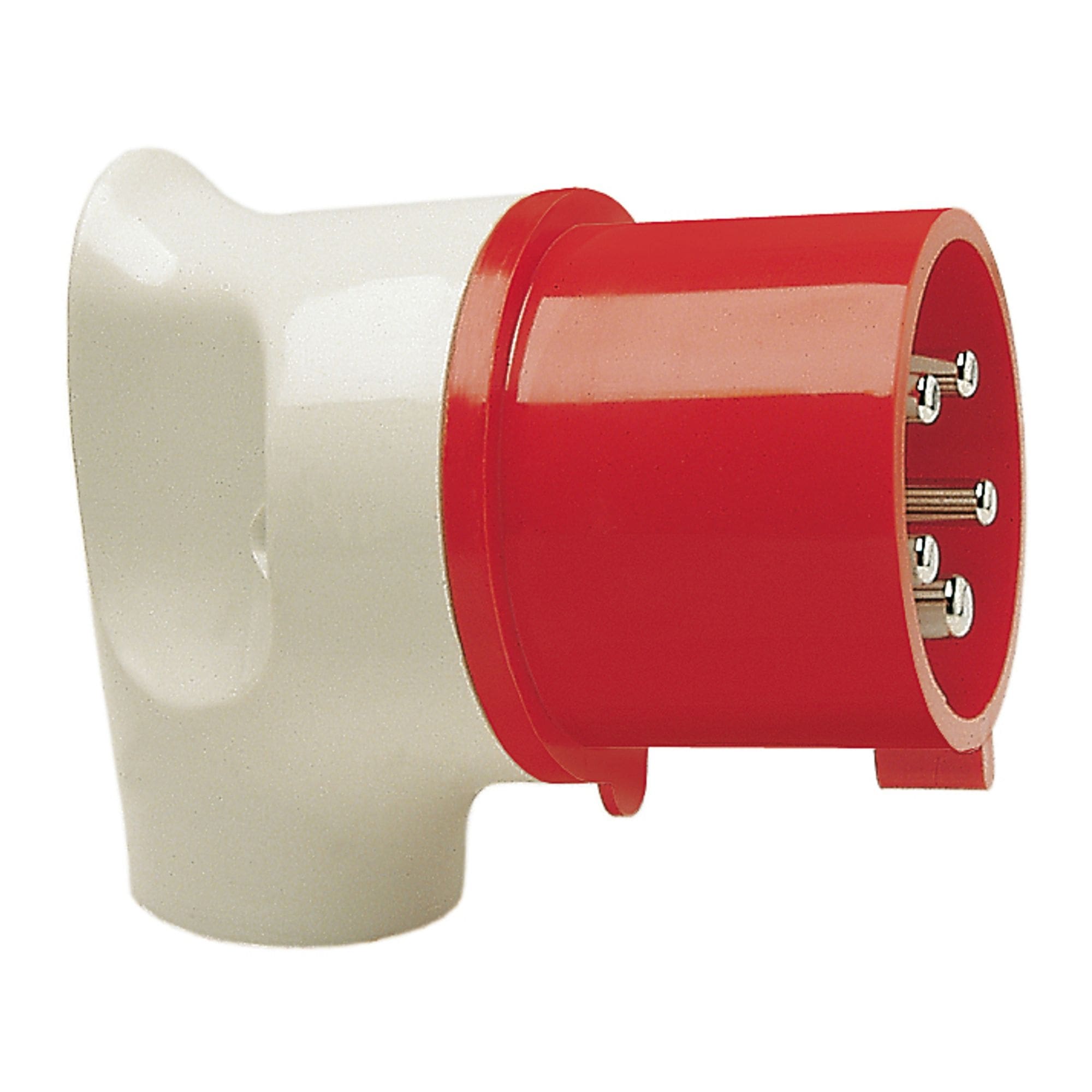 Walther Werke 236 MONDO Winkelstecker 32A 5P 6h mit dem Gehäusehinterteil in lichtgrau