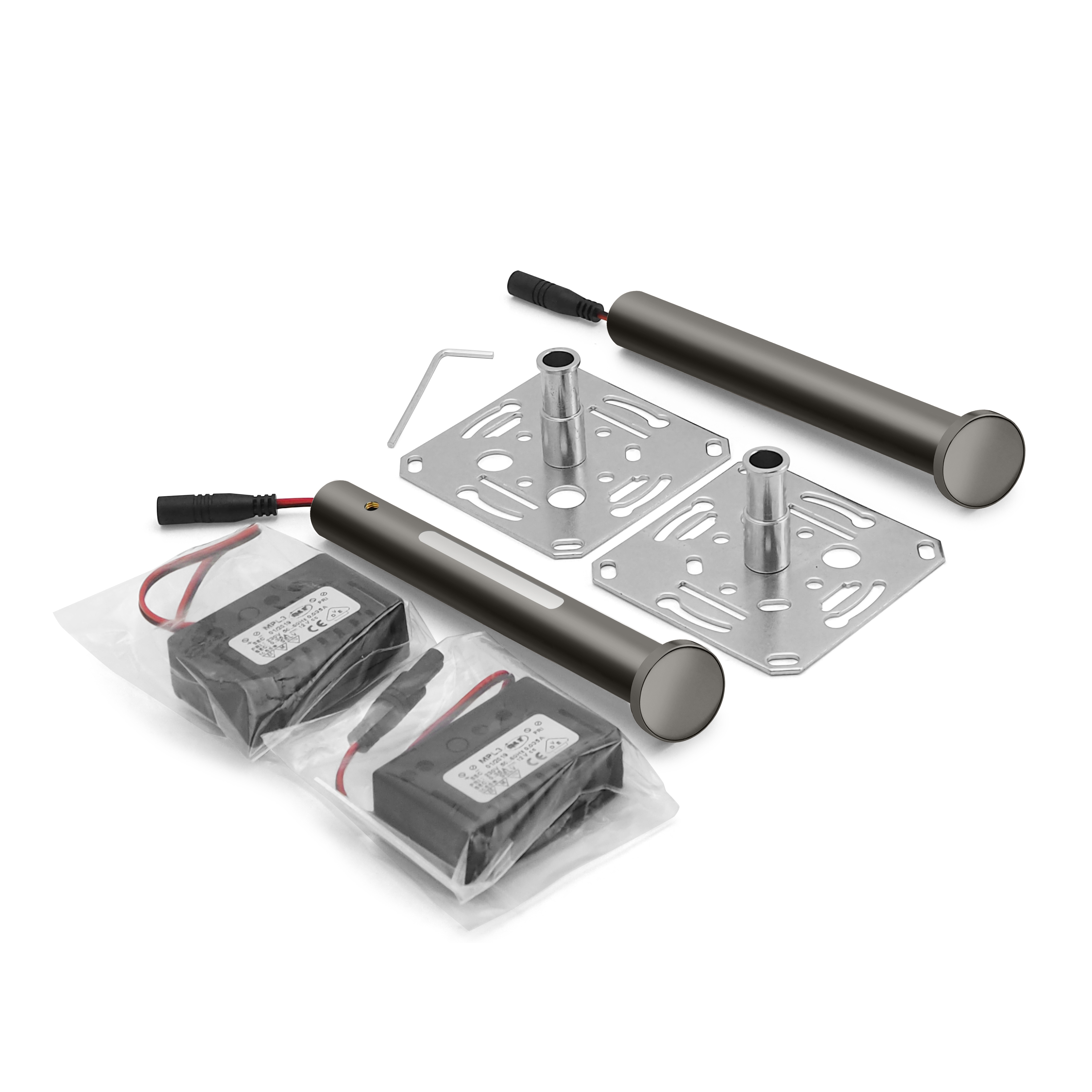 qles RHB6050 Regalhalter 120 mm (2 Stck.), für Merten D-Life, beleuchtet/LED/warmweiß (3000k), Nickelmetallic, Metall, IP44