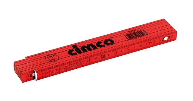 Cimco 21 0004 Gliedermaßstab aus Holz mit Stahlfeder (rot)