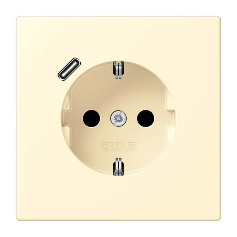 Jung LC152018C201 Schutzkontakt-Steckdose mit USB-Ladegerät Typ C, Safety+, Les Couleurs® 32001, blanc