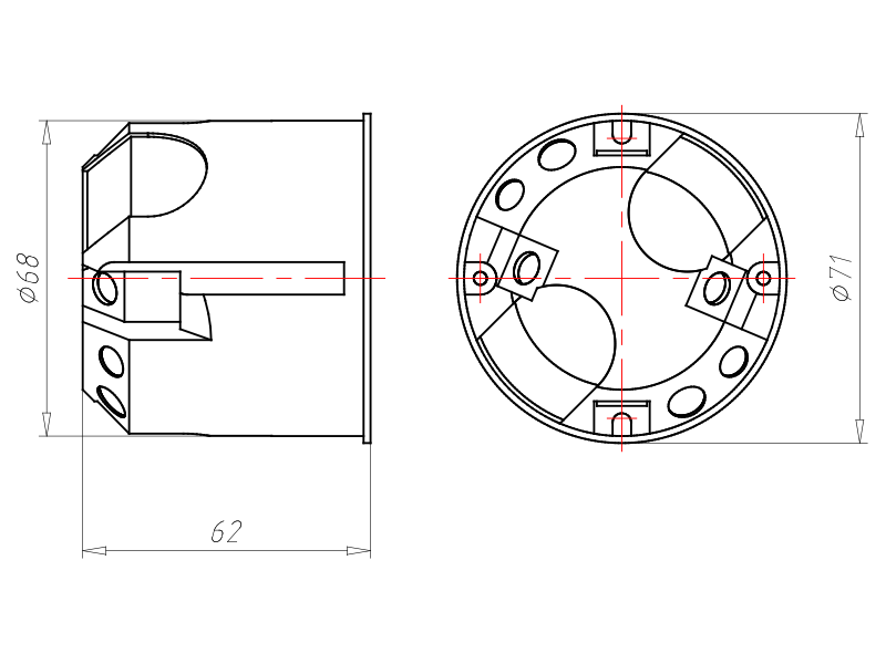 Kaiser 9264-22 Gerätedose O-range Econ 64, luftdicht, Tiefe 62mm, 25 Stk.