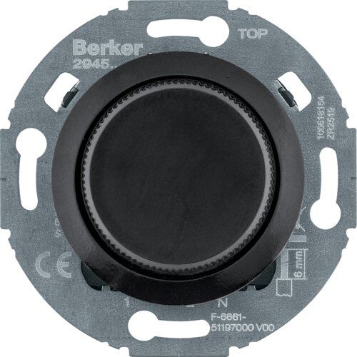Berker 294511 Nebenstellen-Einsatz für Universal-Drehdimmer Komfort, 1930/Glas/R.classic, schwarz glänzend