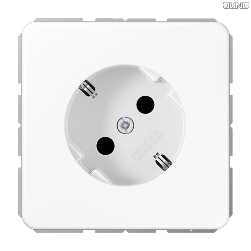 Jung CD520-45WW Schutzkontakt-Steckdose 45°, mit nicht geerdetem Tragring, Duroplast, Serie CD, alpinweiß