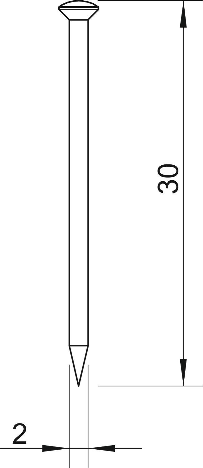 OBO Bettermann 362 30 BK Stahlnadel, gehärtet, 2x30mm, 100 Stück