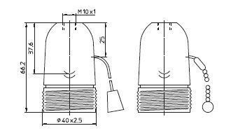 Houben 102783 E27-Fassung Aussengewinde mit Messingkette