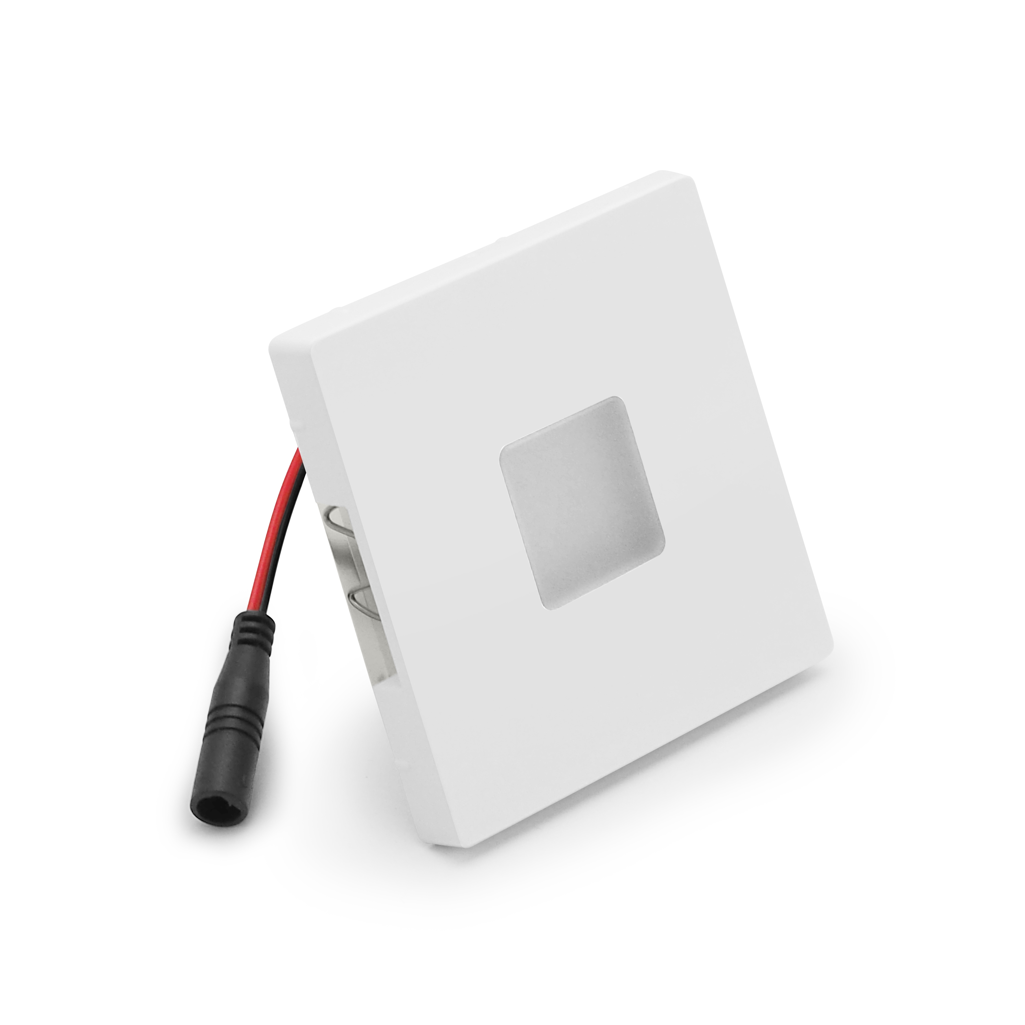 qles WEQ6035 Wandeinbauleuchte Quadrat, für Merten D-Life, beleuchtet/LED/warmweiß (3000k), Lotosweiß, brillant, IP44