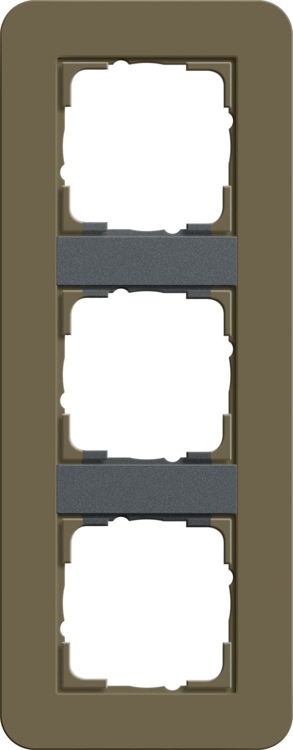 Gira 0213426 Abdeckrahmen 3-fach, Gira E3, umbra Soft-Touch mit Trägerrahmen anthrazit