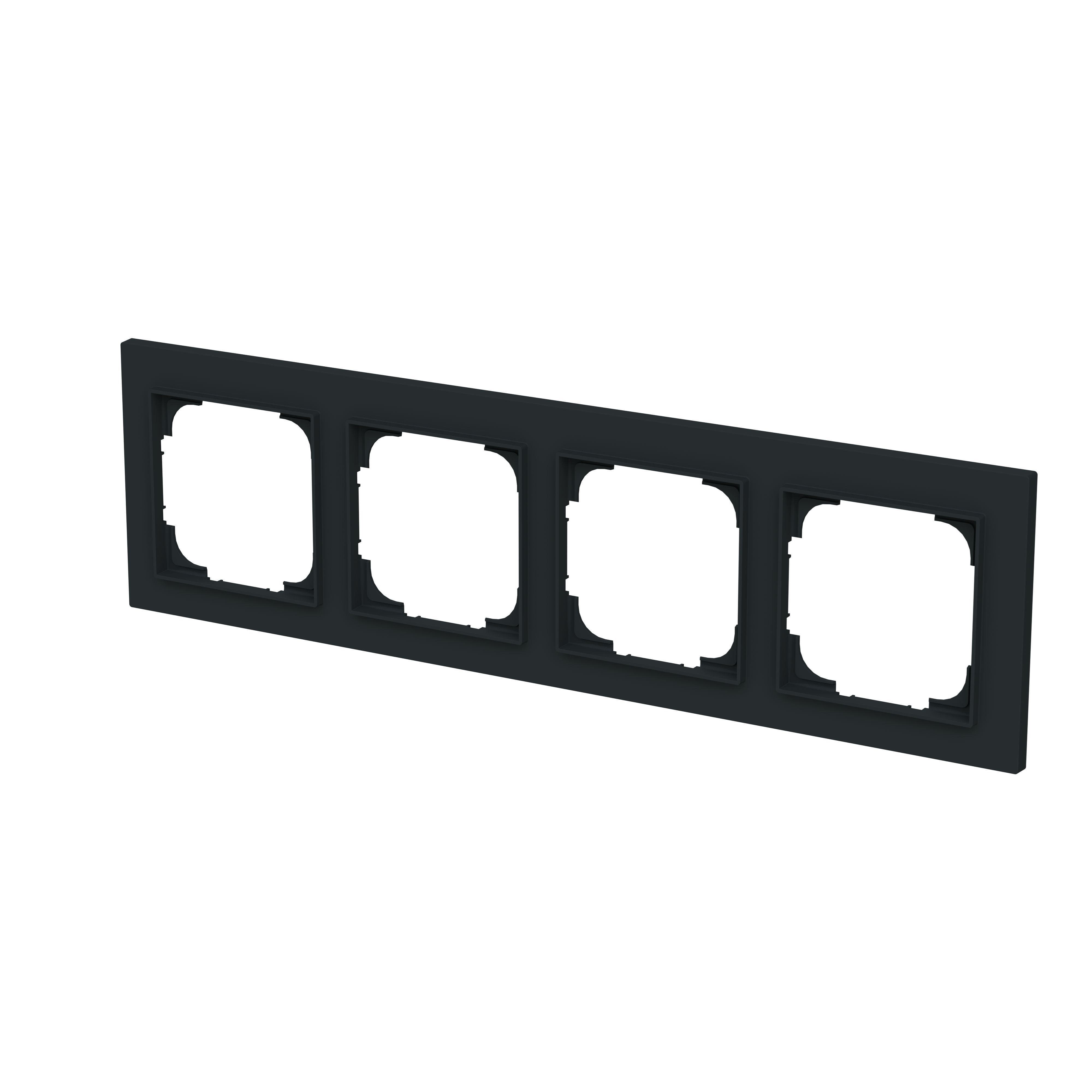 Busch-Jaeger 1724-45M Abdeckrahmen 4-fach, Busch-art linear, schwarz matt