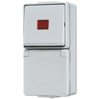 Jung 676KOW Schutzkontakt-Steckdose 16 A 250 V ~ mit Wipp-Kontrollschalter Universal Aus-Wechsel 10 AX 250 V ~, IP 44, WG 600