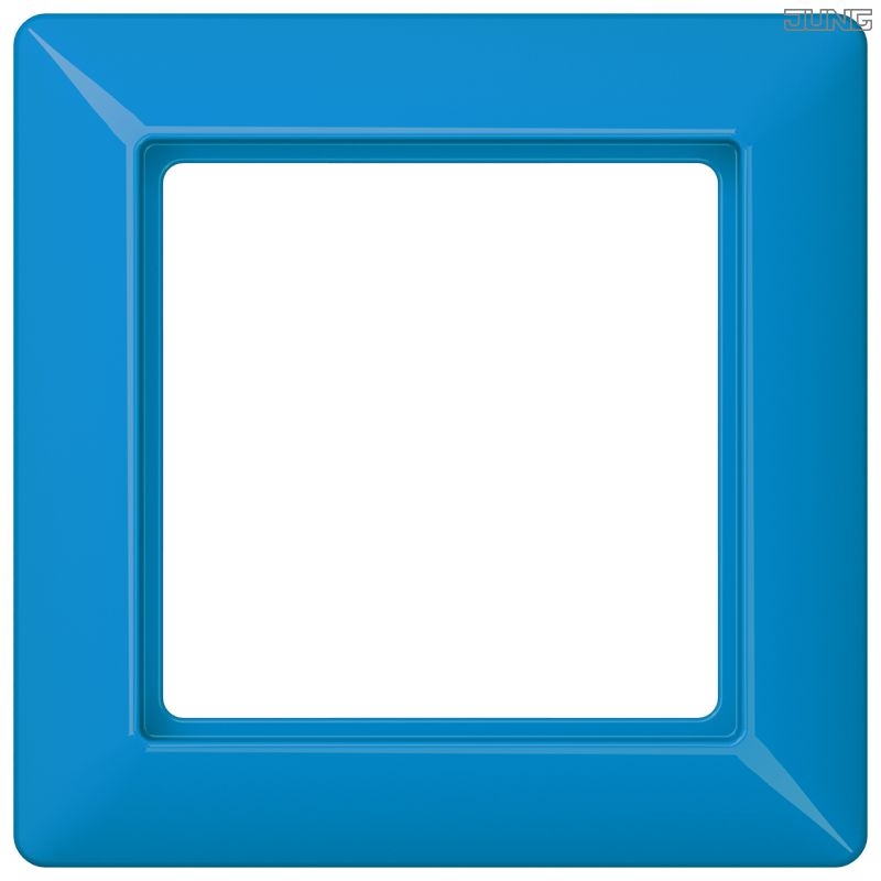 Jung AS581GLBL Rahmen 1fach für Abdeckungen mit Glasscheibe, AS 500, Thermoplast, blau, senkrechte und waagerechte Montage