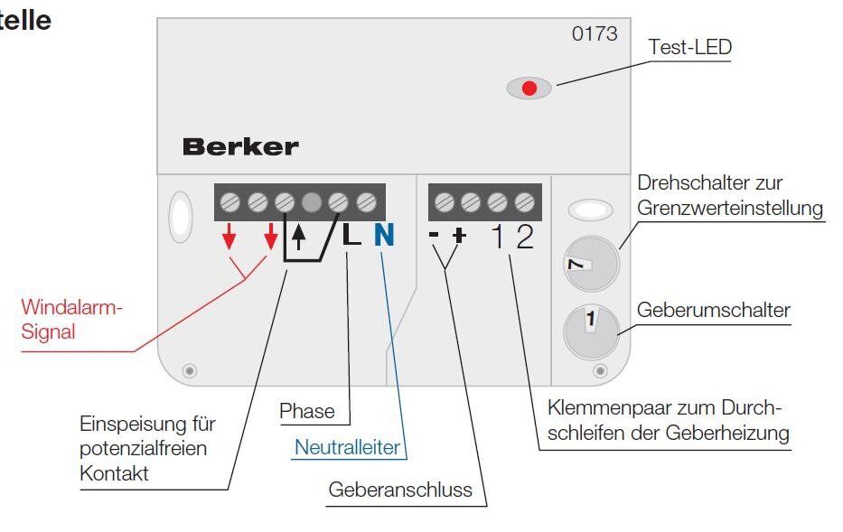 Berker 173 RolloTec Windsensor-Schnittstelle Hauselektronik, polarweiß