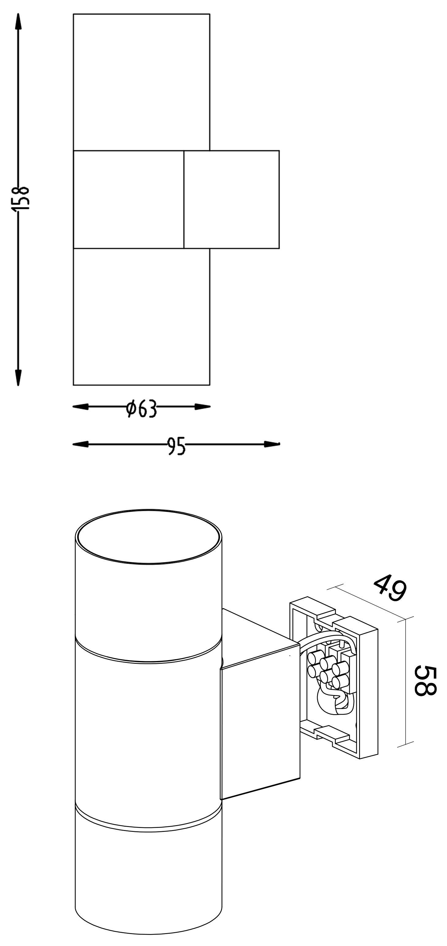 Deko-Light 731131 Wandaufbauleuchte, Achernar Up and Down, 220-240V AC/50-60Hz, GU10, 2x max. 35 W, schwarzgrau