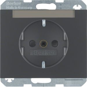 Berker 47387006 Schutzkontakt-Steckdose mit Beschriftungsfeld und erhöhtem Berührungsschutz K.1 anthrazit matt lackiert
