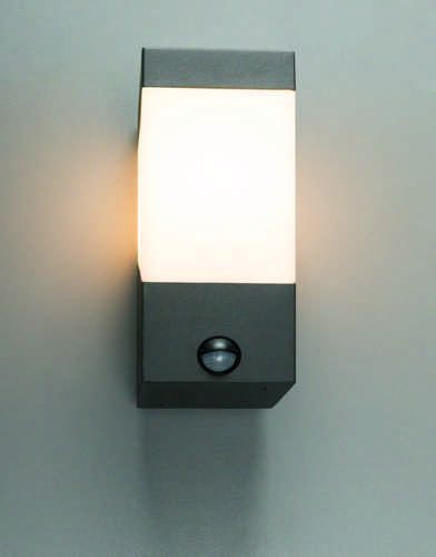 Heitronic 37381 LED Wandleuchte MADELEINE mit Bewegungsmelder, anthrazit, für E27 LED max. 6 W