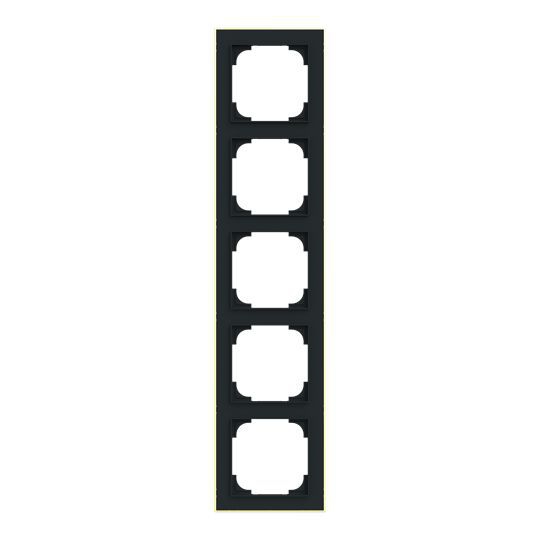 Busch-Jaeger 1725-453M Abdeckrahmen 5-fach mit Dekorring, Busch-art linear, schwarz matt / gold matt