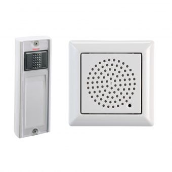 Grothe 43740 UP-Funkgong Set UP-FG 230ws, für Schalterdosen 230 V, 1-Tasten-Bedienung, Reichweite 250 m, 868,35 MHz, 15 Melodien