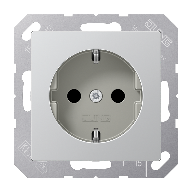 Jung A1520AL Schutzkontakt-Steckdose, 16 A 250 V ~, Duroplast lackiert, Serie A, aluminium