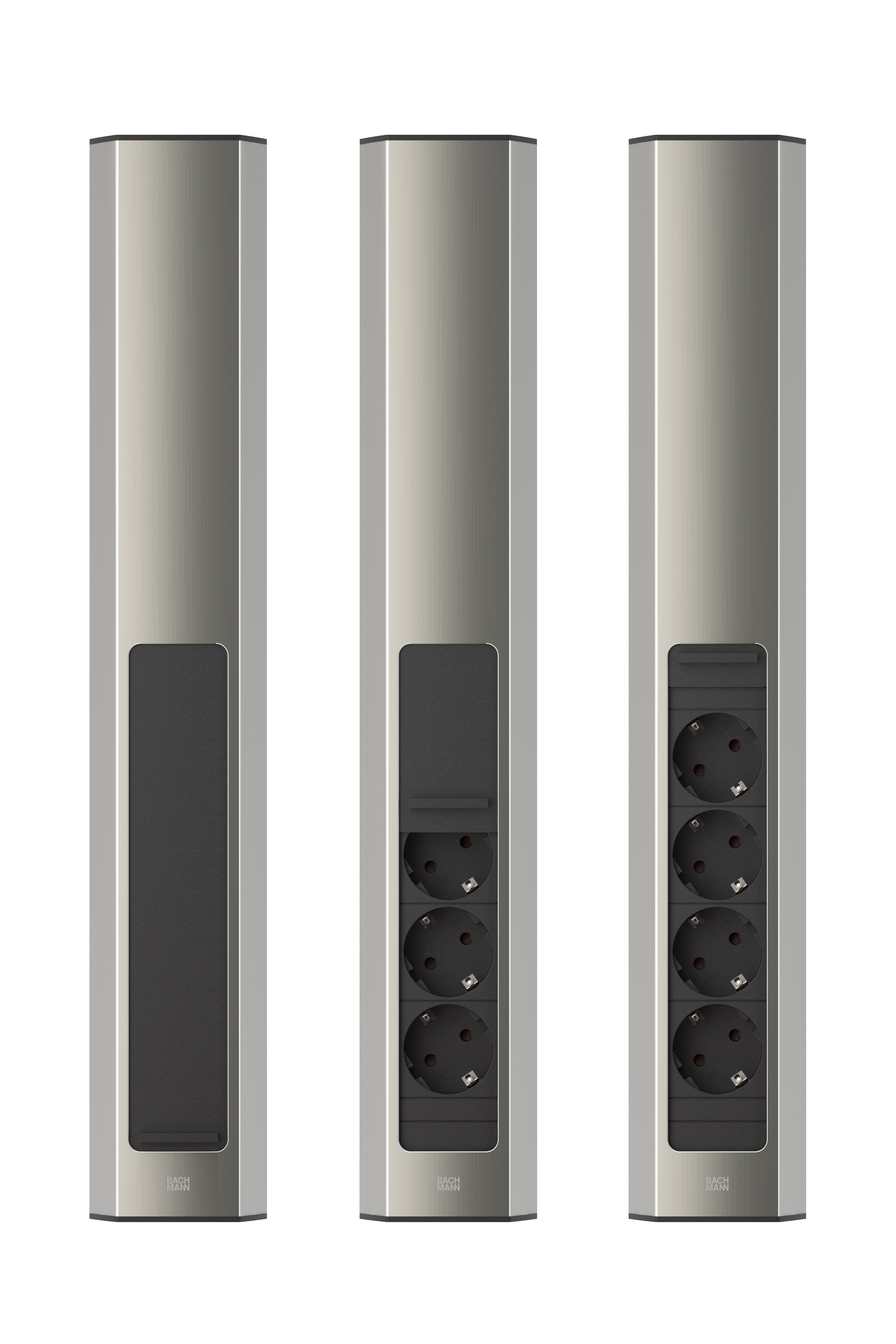 Bachmann 932.004 Steckdosenleiste CASIA 2 Lang, 4x Schutzkontaktsteckdose, 2,0 m, Aderendhülsen und beigelegter Montagestecker, edelstahl