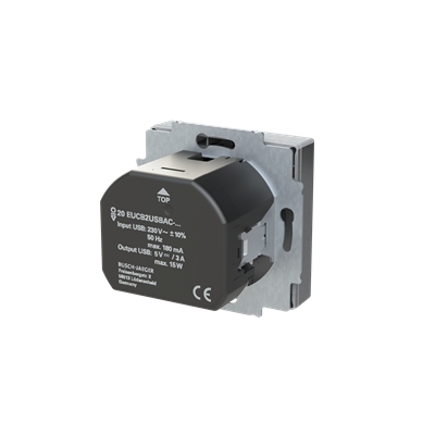 Busch-Jaeger 20 EUCB2USBAC-83 Schutzkontakt-/USB-A+C Steckdose Safety+, mit Befestigungskrallen, aluminium silber matt, Plattform 63