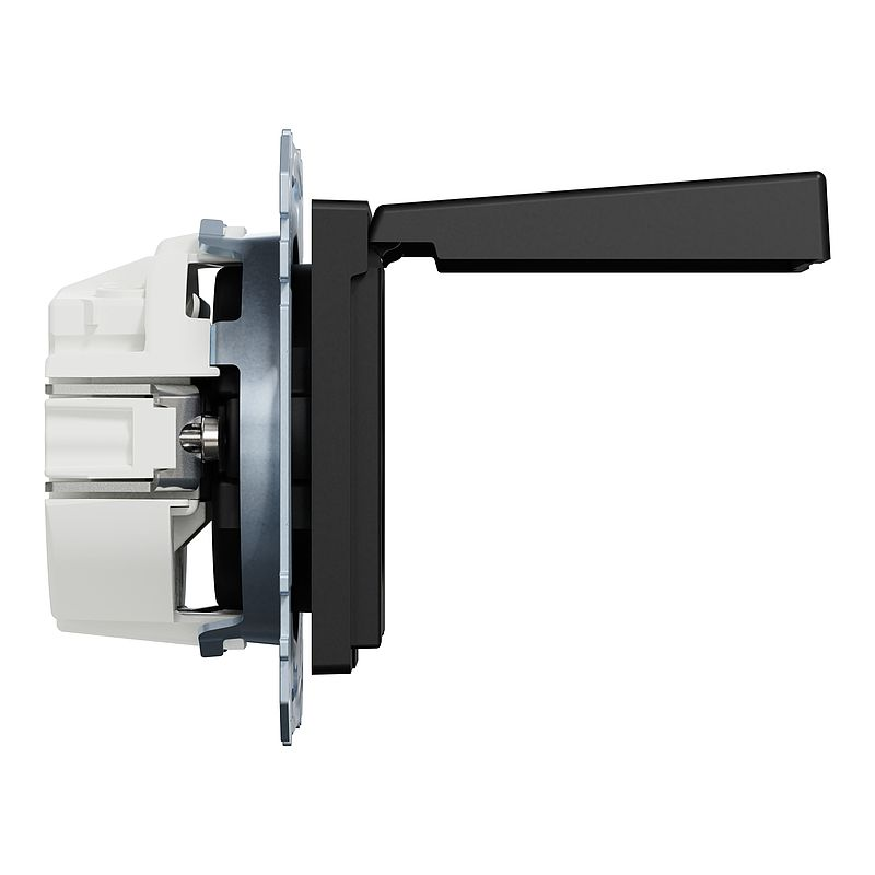 Merten MEG2311-0403 Schutzkontakt-Steckdose mit Klappdeckel, Steckklemmen, System M, schwarz matt