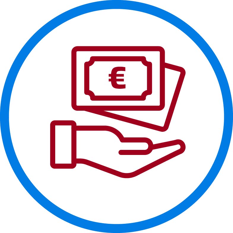 Zuschuss erhalten Icon Hand mit Geldscheinen