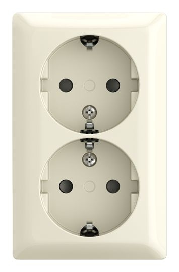 Busch-Jaeger 202 EAPBJ-522 Schutzkontakt-Doppelsteckdose Safety+, Aufputz, 16A, Busch-balance AP, weiß glänzend