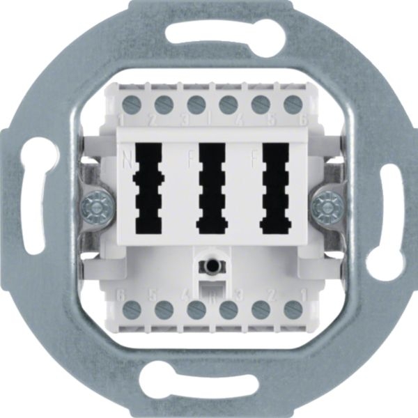 Hager WDF4011WG TAE-Steckdose 2 x 6/6NFF, Tragring rund, Unterputz, polarweiß matt